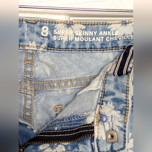 GAP Kids (Size 8) Super Skinny Floral Ankle Jeans Adjustable Waist Frayed Edges - Picture 16 of 16